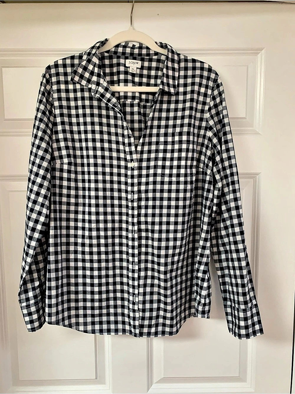 NWOT J.CREW Gingham Button-Up Shirt Navy & White XL